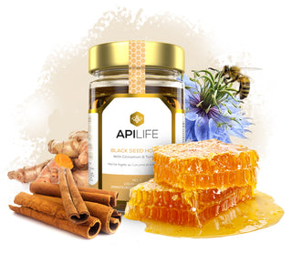 Cinnamon & Turmeric in Blackseed Honey - APILIFE Blackseed Honey